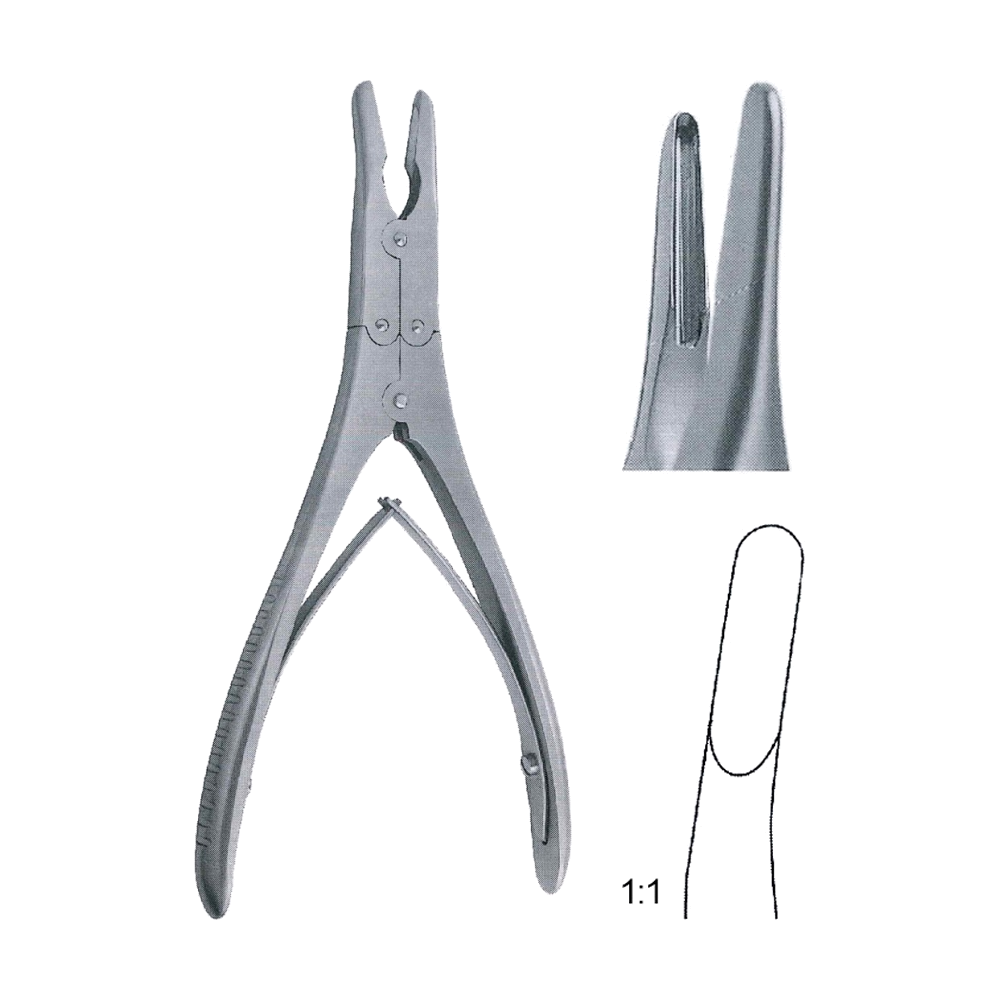 Ruskin Bone Rongeur 15.5 cm, 6", Double Action, Curved, 2 x 14 mm (MB9-700)