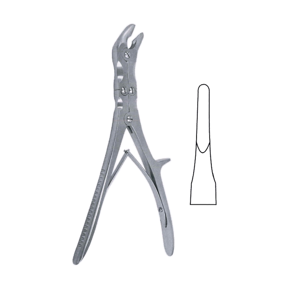 Echlin Duckbill Bone Rongeur 23 cm, 9", 3 x 12 mm, Double Action, Curved on Side (MB9-719)
