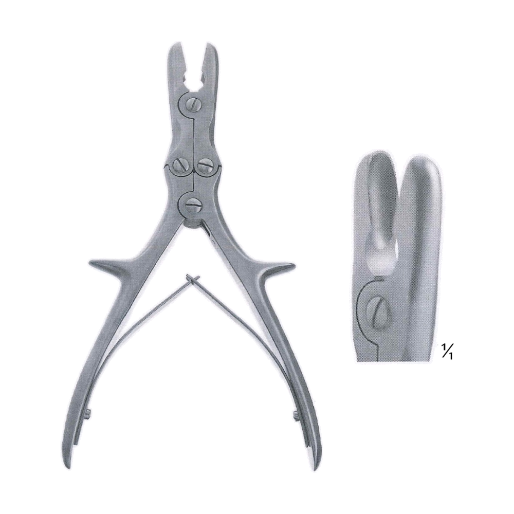 Stille-Luer Echlin Duckbill Rongeur 23 cm, 9", 6 x 13 mm, Double Action, Curved on Side (MB9-723)
