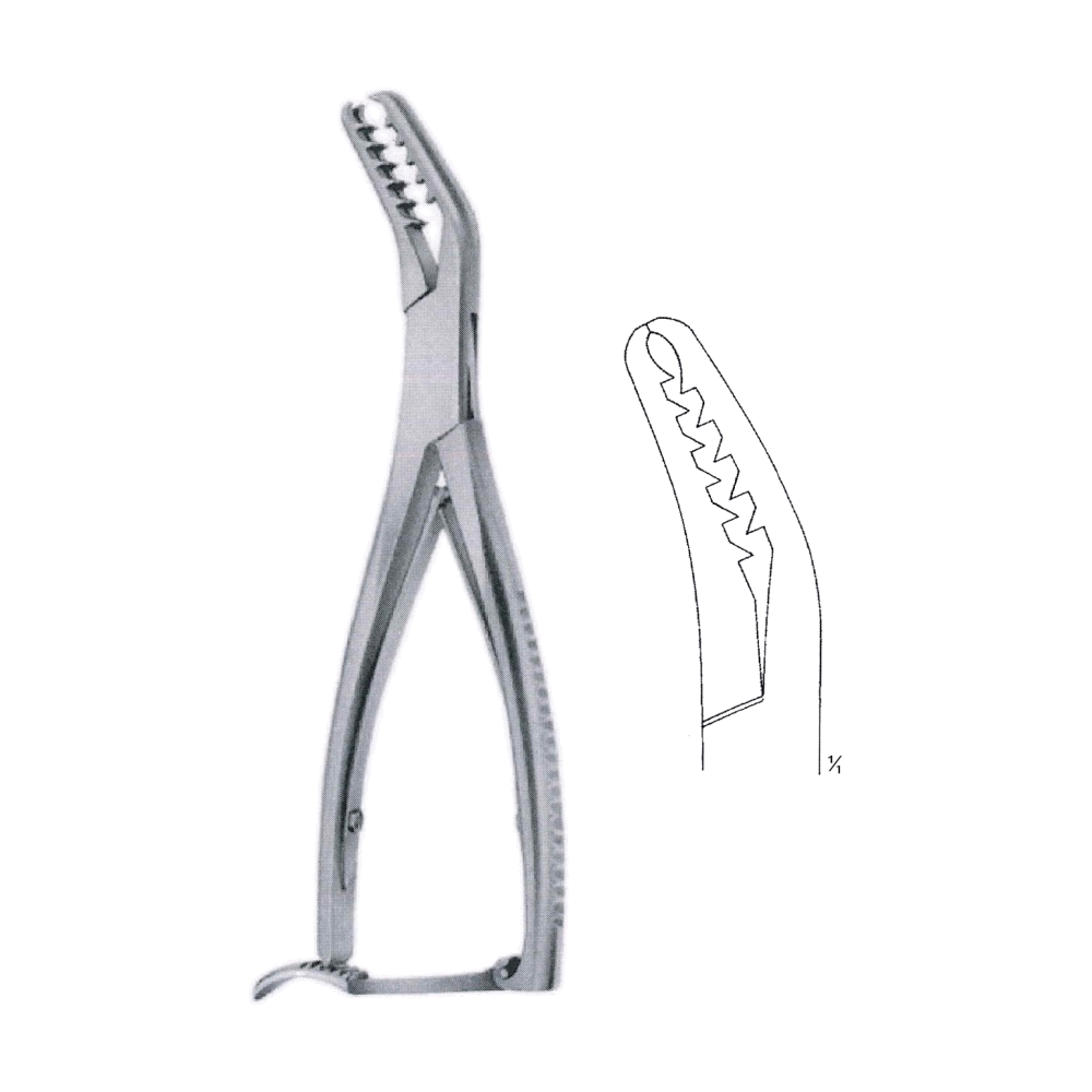 Semb Bone Holding Forceps 20.3 cm, 8", With Ratchet, Curved Sideways, Deep Teeth (MB9-844)