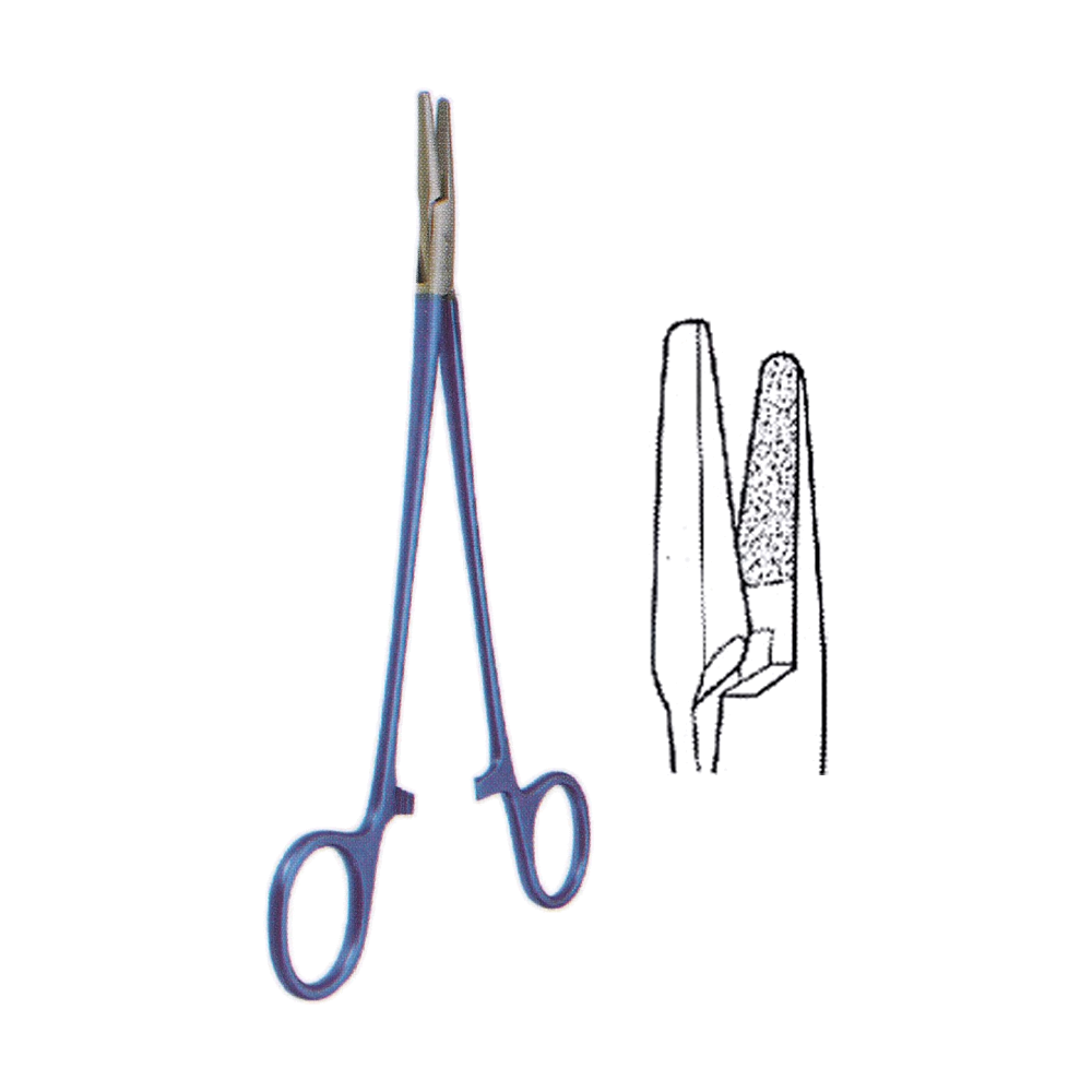Titanium Mayo-Hegar Needle Holders, Ring Handle 16 cm, 6 1/4", 2.8 mm, TC-Coated Jaws, Straight (MBT7-369)