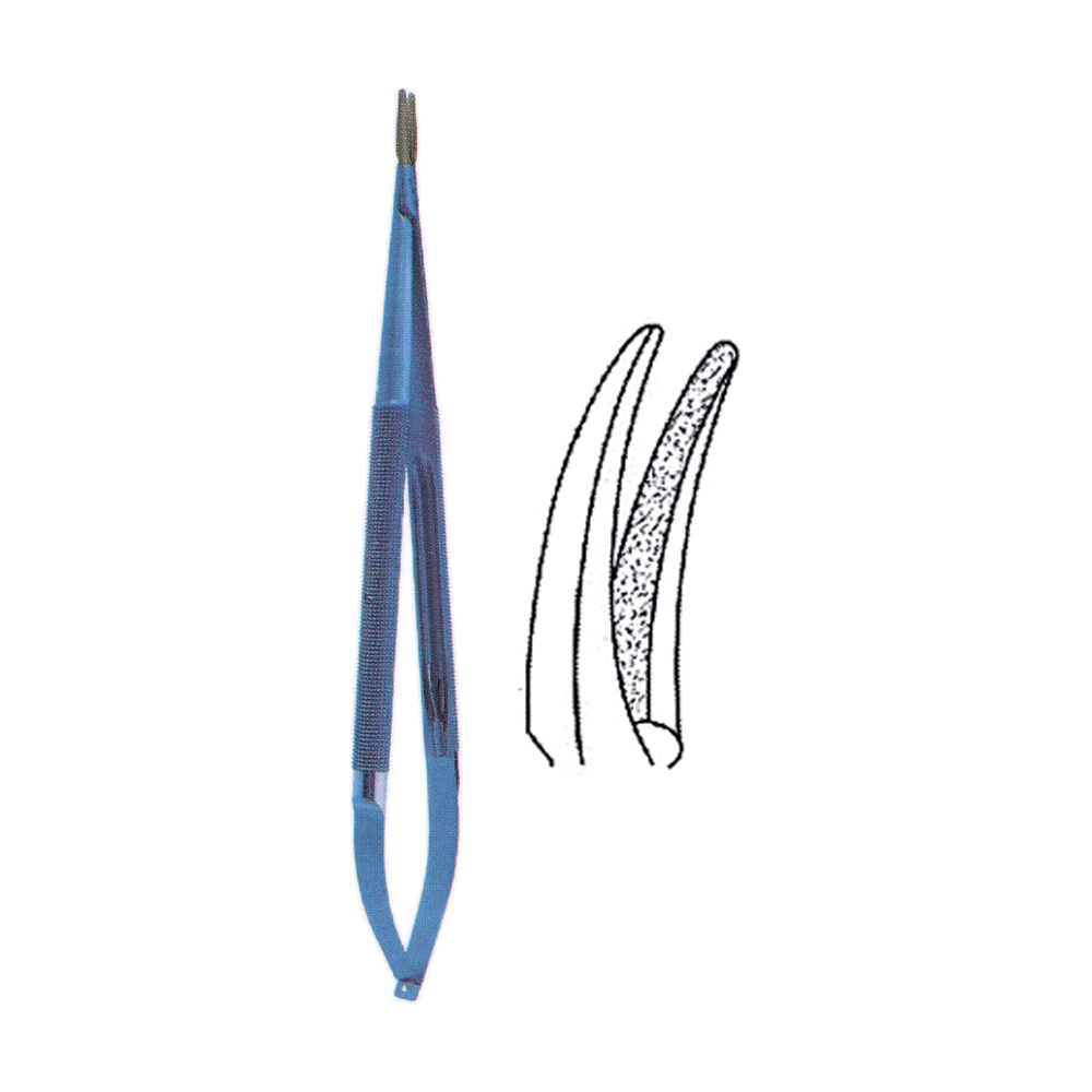 Titanium Jacobson Heavy Needle Holders, Round Handle 18.5 cm, 7.25", Heavy, TC-Coated Jaws with Lock, Curved (MBT7-382)