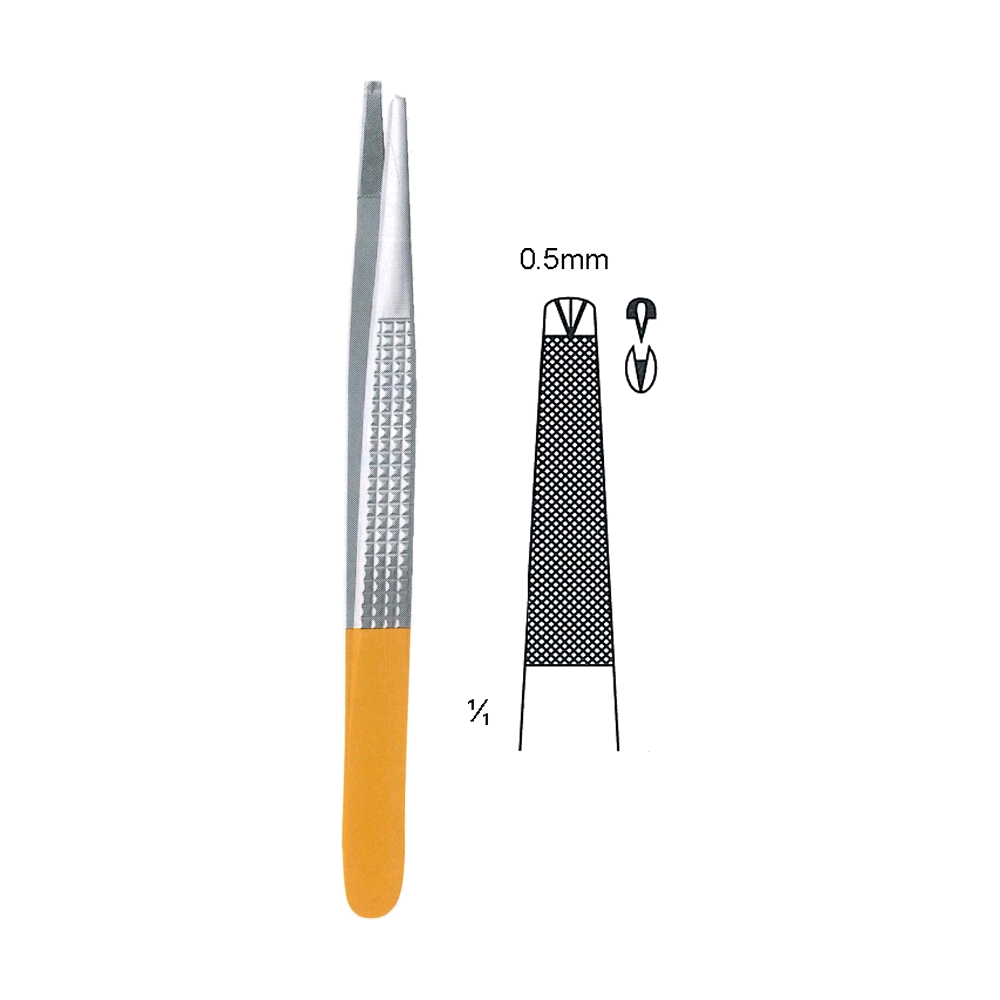 Bonney Dissecting & Tissue Forceps T/C 1x2 Teeth 18 cm, 7", Straight, Serrated (MBTC5-376)