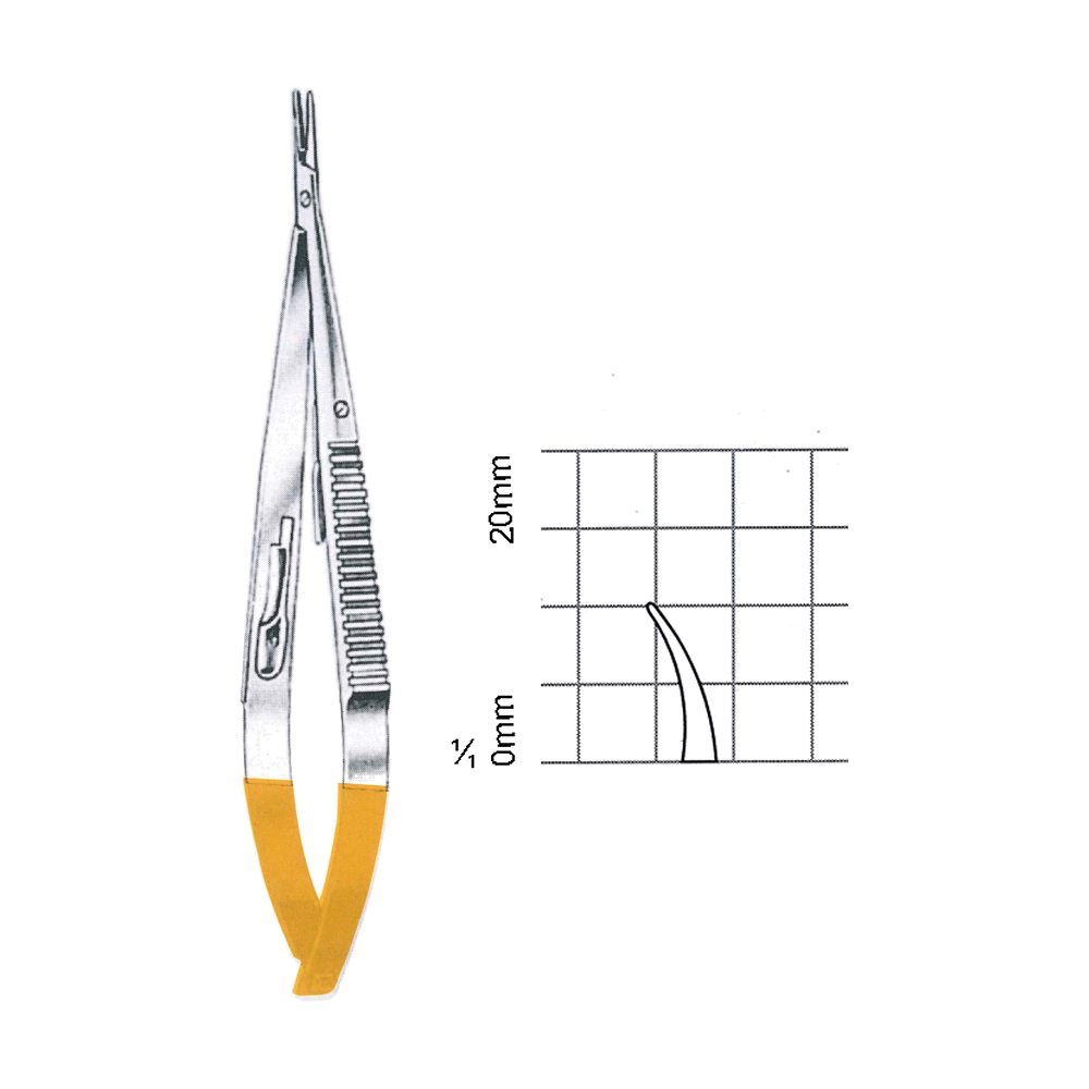 Castroviejo Needle Holders T.C. 14 cm, 5 1/2", Curved, Smooth, Fine Tip (MBTC7-305)