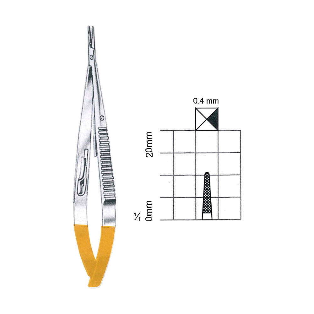 Castroviejo Needle Holders T.C. 17.8 cm, 7", Straight, Serrated-Solid, Fine Tip (MBTC7-309)